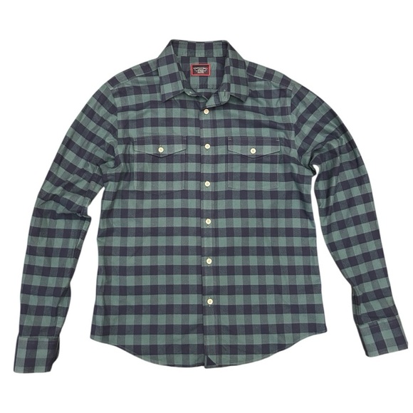 UNTUCKit Navy & Green Vigouroux Plaid Flannel Button Down Shirt Men’s Size M - Picture 15 of 15